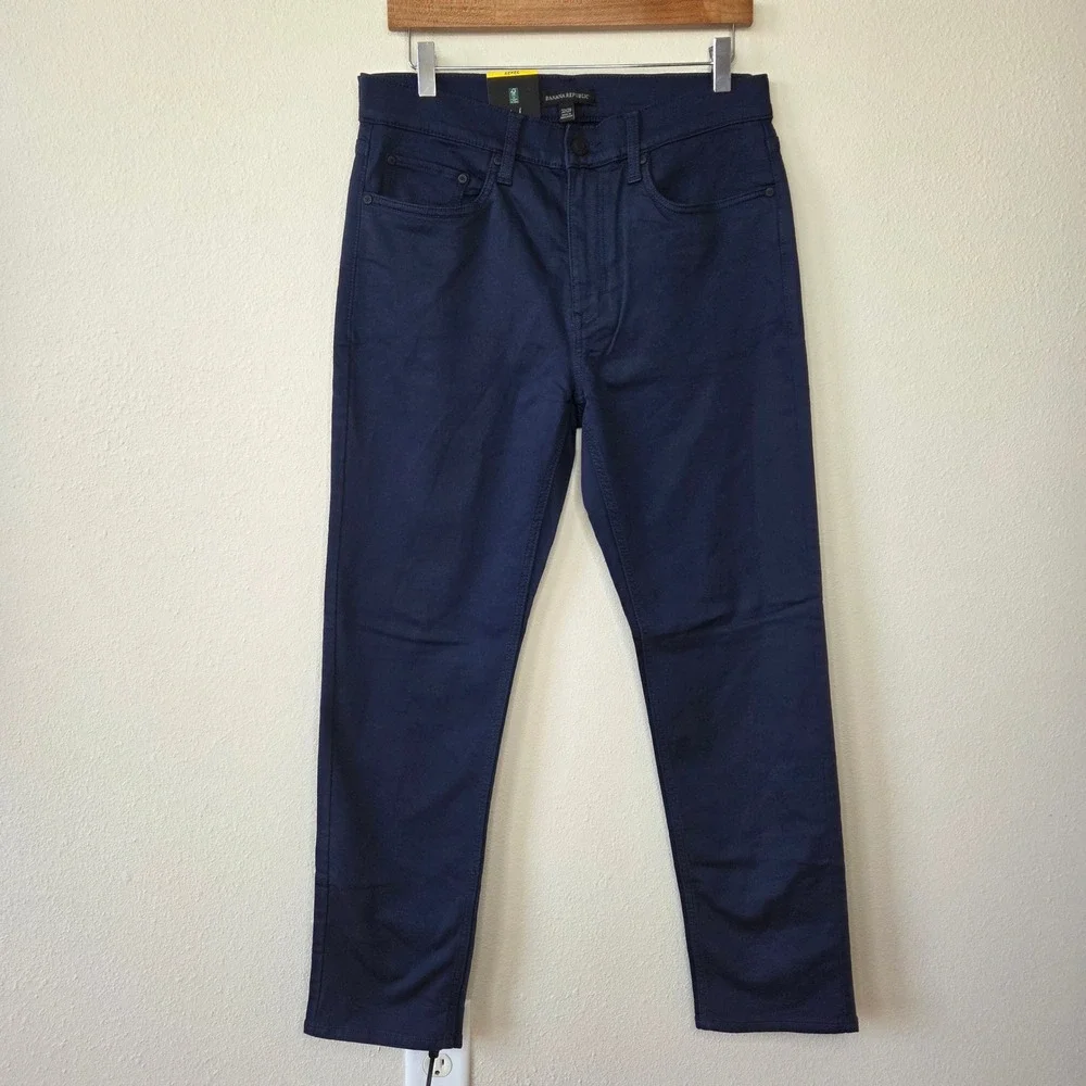 NWT Banana Republic Mens 5 Pocket Pant Blue 32x29 Cotton Stretch
